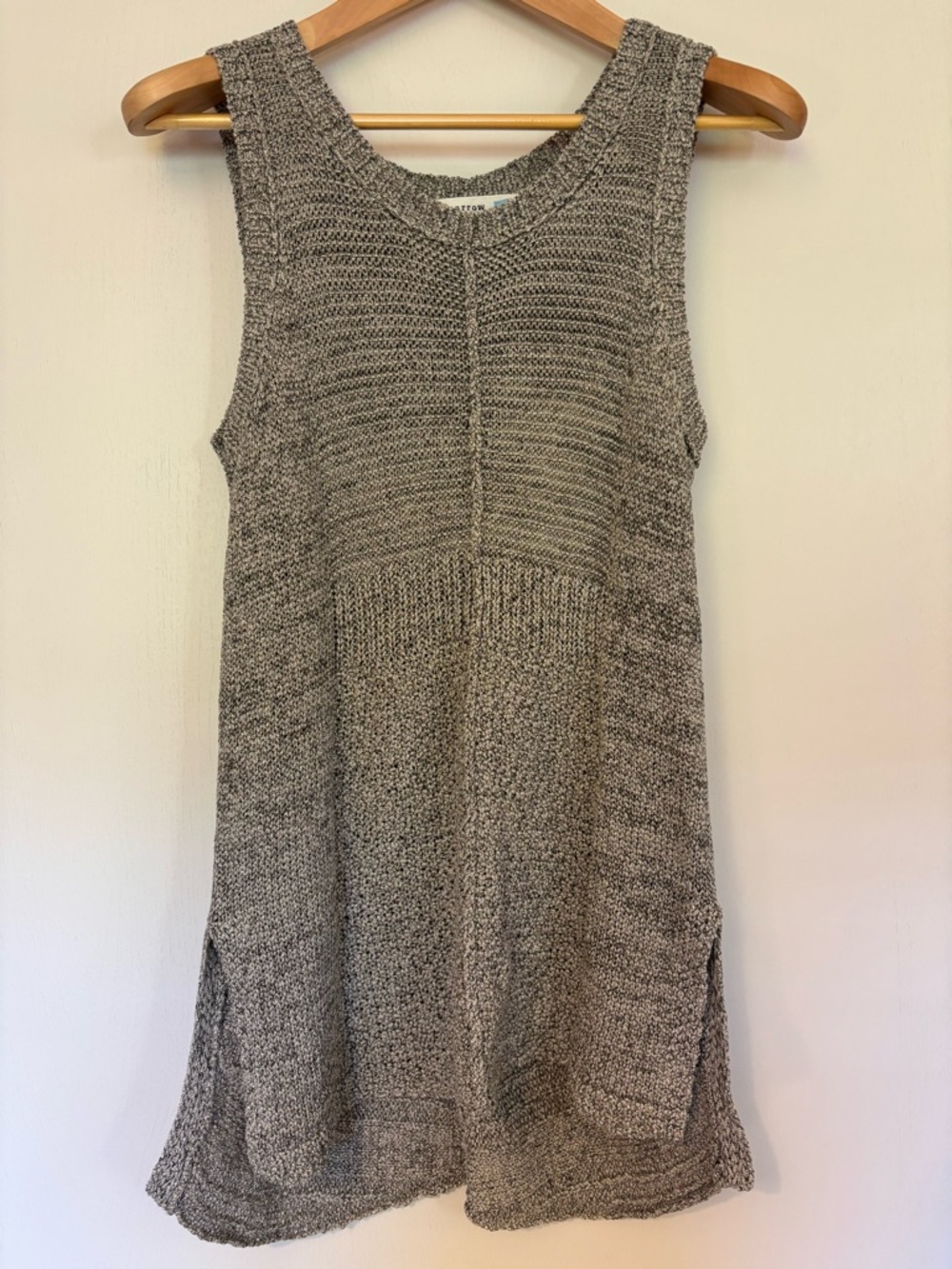 Sparrow Gray Textured Knit Tunic Size Medium Drapey Artsy Old Money Lagenlook - Picture 2 of 10